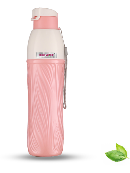 Picture of Trueware Aqua Pure PU Insulated Plastic School, Office, Travel, Sports Water 600 ml Bottle  (Pack of 1, Pink, Plastic)