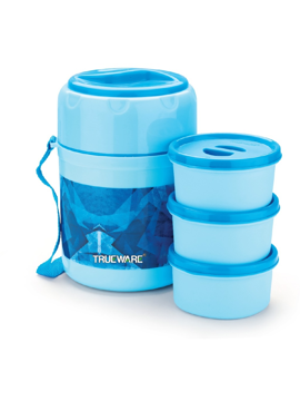Picture of Trueware Foody 3 Thermoware lunch box 3 Containers Lunch Box  (300 ml, Thermoware) - Light Blue