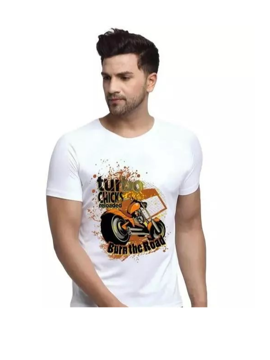 Picture of Classic Designer Men Polyester Tshirts Turbo Burn The Road - White