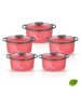 Picture of Trueware Orchid Inner Steel Blue BPA Free | Food Grade | PU Insulated Pack of 5 Thermoware Casserole Set  (600 ml, 600 ml, 800 ml, 800 ml, 1100 ml) - Pink