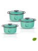 Picture of Trueware Orchid Inner Steel Blue BPA Free | Food Grade | PU Insulated Pack of 3 Thermoware Casserole Set  (600 ml, 800 ml, 1100 ml) - Blue
