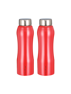 Picture of World'nox DuraSteel Stainless Steel Bottle for School, Sports, Office, Travel, Fridge 1000 ml Water Bottles  (Set of 2, Red)