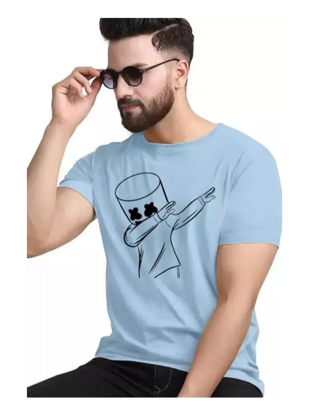 Picture of Classic Designer Men Polyester  Tshirts  Sky Blue  Dab - Sky Blue