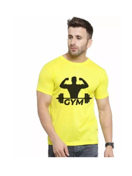 Picture of Classic Designer Men Polyester  Tshirts  Lemon  Gym - Yellow