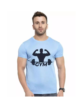 Picture of Classic Designer Men Polyester  Tshirts  Sky Blue  Gym - Sky Blue