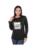 Picture of Round Neck Black Color Regular Fit Printed T-Shirt for Women