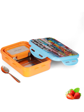 Picture of Trueware Koko Senior Steel Plastic Air Tight Spill Proof 2 Containers Lunch Box  (1050 ml, Thermoware) - Blue & Orange