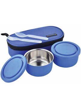Picture of Trueware Executive MicroSafe Blue 2 Containers Lunch Box  (600 ml) - Blue