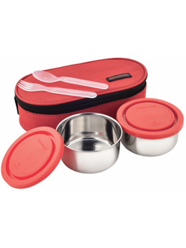 Picture of Trueware Classic Stainless Steel 2 Containers Lunch Box  (1100 ml) - Red