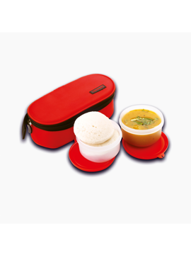 Picture of Trueware Eco Fresh 2 PP Microwave Safe Red 2 Containers Lunch Box  (600 ml) - Red