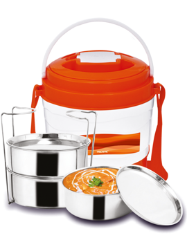 Picture of Trueware Marina 3 Lunch Box with 3 Container,300ml X 3 3 Containers Lunch Box  (900 ml, Thermoware) - Orange