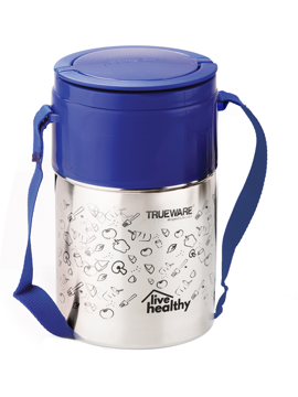 Picture of Trueware Steelex 4 Insulated Steel Lunch box with 4 Container 300 ML Each 4 Containers Lunch Box  (1200 ml, Thermoware) - Blue