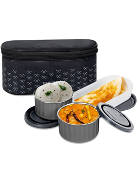 Picture of Trueware Meal Plum 300 X 2, 500 X 1 Container Grey PP & SS Microwave Safe Lunch Box 3 Containers Lunch Box  (1100 ml) - Grey