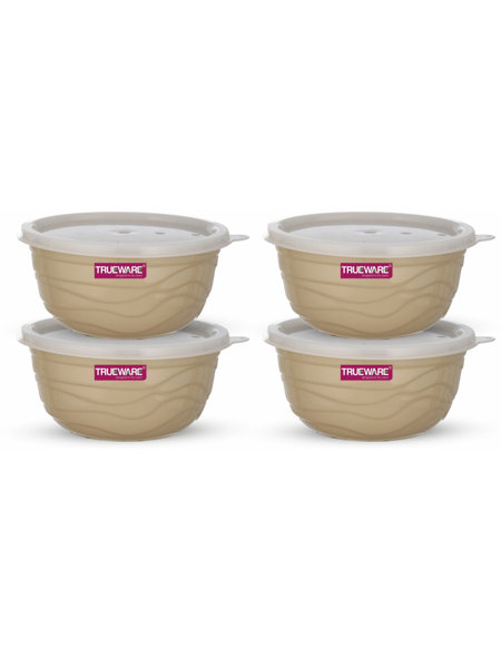 Picture of Trueware Stainless Steel, Plastic Serving Bowl Rio Microwave Safe Airtight Bowl set of 4, 1400 ML Each  (Pack of 4, Beige)