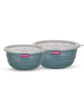 Picture of Trueware Stainless Steel, Plastic Serving Bowl Rio Microwave Safe Airtight Bowl set of 2, 1000 & 1400 ML Each  (Pack of 2, Blue)