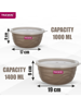 Picture of Trueware Stainless Steel, Plastic Serving Bowl Rio Microwave Safe Airtight Bowl set of 2, 1000 & 1400 ML Each  (Pack of 2, Brown)