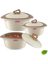 Picture of Trueware Zinna Impulse Inner Steel outer plastic Serving Casserole set Pack of 3 Thermoware Casserole Set  (750 ml, 1000 ml, 1500 ml) - Brown & White