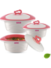 Picture of Trueware Zinna Impulse Inner Steel outer plastic Serving Casserole set Pack of 3 Thermoware Casserole Set  (750 ml, 1000 ml, 1500 ml) - Pink & White